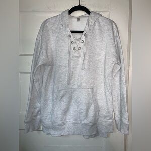 White and gray‎ Exertek tie up hoodie size medium